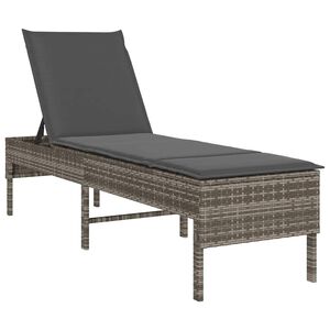 vidaXL Ligstoel met kussen grijs 55x200x44cm polyrotan
