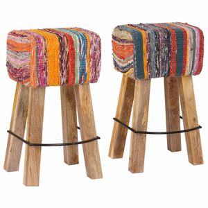 vidaXL Barkruk 2 st Meerkleurig 44 x 33 x 74 cm Echt Leer