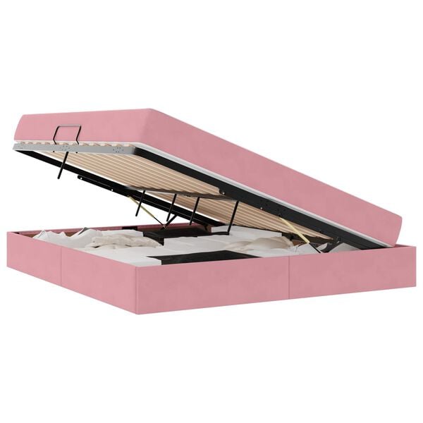 vidaXL Opbergbed met matras met matras Roze 180 x 200 cm Fluweel