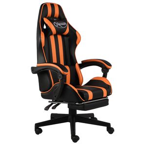 vidaXL Racestoel met voetensteun kunstleer zwart en oranje