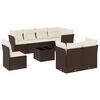 vidaXL 9-delige Loungeset met kussens poly rattan bruin
