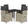 vidaXL 5-delige Tuinset met kussens poly rattan lichtgrijs