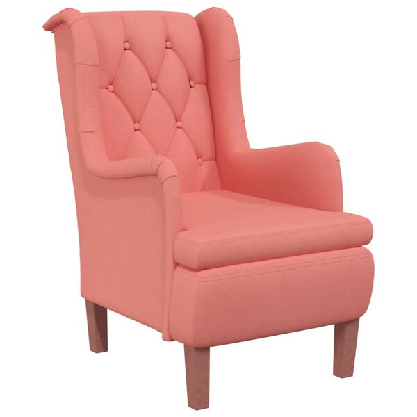 vidaXL Fauteuil met massief rubberwood poten fluweel roze