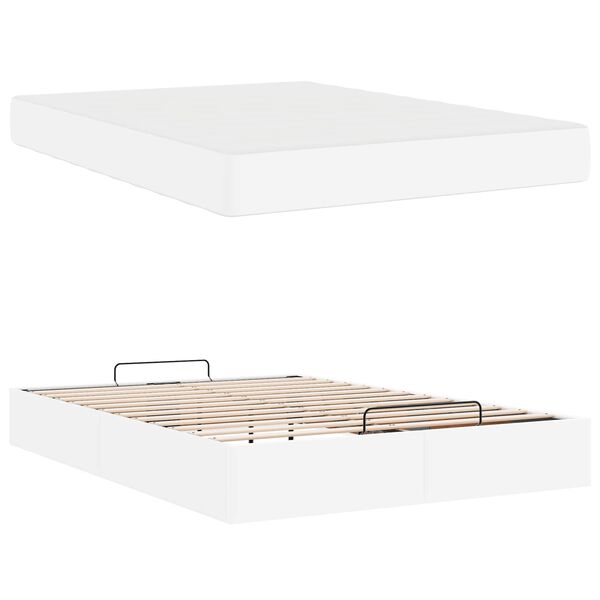 vidaXL Bedframe met matras met matras 2 pcs Wit PVC