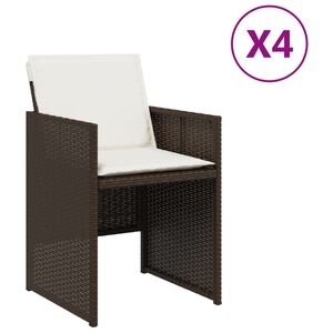 vidaXL Tuinstoelen 4 st met kussens poly rattan bruin