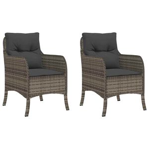 vidaXL Tuinstoelen 2 st met kussens poly rattan grijs