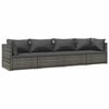 vidaXL 4-delige Loungeset met kussens poly rattan grijs