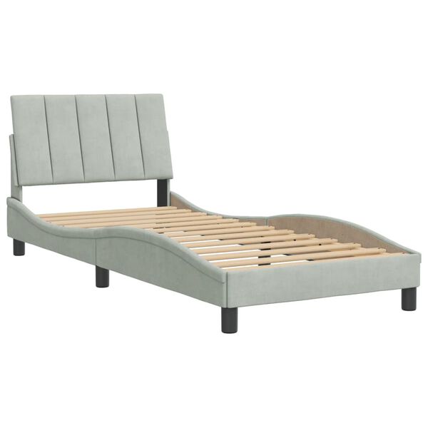vidaXL Bedframe zonder matras "Hanko" 90x190 cm fluweel lichtgrijs