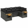 vidaXL 6-delige Loungeset met kussens poly rattan zwart