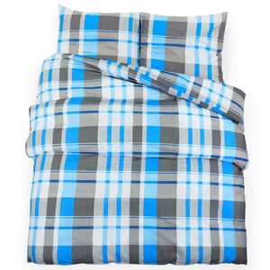 vidaXL Dekbedovertrekset 140x200 cm katoen blauw en grijs