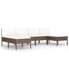 vidaXL 6-delige Loungeset met kussens poly rattan bruin