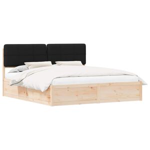 vidaXL Bedframe met Gevoerd Hoofdgedeelte Zwart 180 x 200 cm