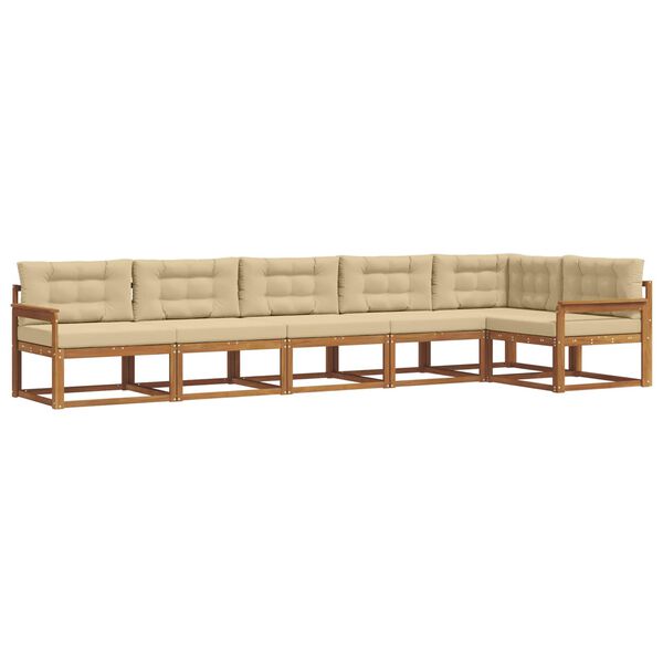 vidaXL Buiten bankenset met kussen 6 pcs Natuurlijk en Beige