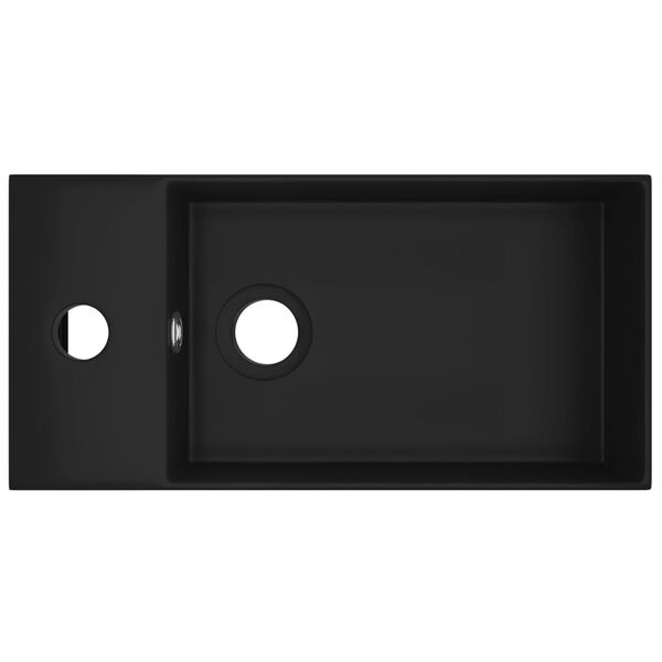 vidaXL Wastafel met overloop keramiek matzwart