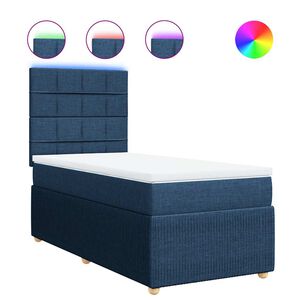 vidaXL Boxspring met matras stof blauw 80x200 cm