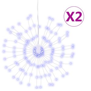 vidaXL Kerstverlichting vuurwerk 2 st 140 blauwe LED's 17 cm
