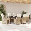 vidaXL Tuin eettafelset met kussen 7 pcs Beige poly rattan