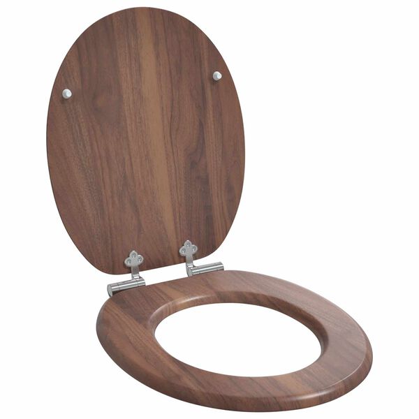 vidaXL Toiletbril 2 pcs Bruin 44 x 38 cm MDF-plaat