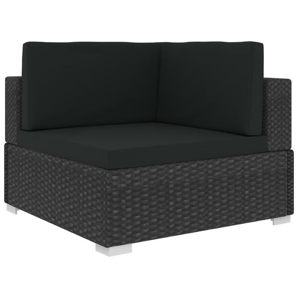 vidaXL 8-delige Loungeset met kussens poly rattan zwart