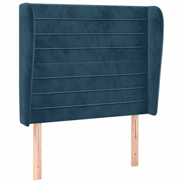 vidaXL Hoofdbord met randen 93x23x118/128 cm fluweel donkerblauw