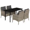vidaXL 5-delige Tuinset met kussens poly rattan lichtgrijs