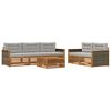 vidaXL Buiten bankenset met kussen 6 pcs Naturel en lichtgrijs