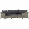 vidaXL 5-delige Loungeset met kussens poly rattan grijs