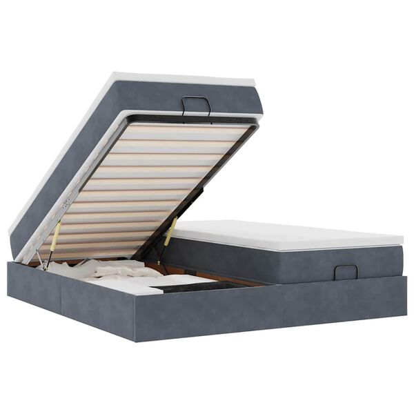 vidaXL Ottoman bed met matrassen 200x200cm fluweel donkergrijs