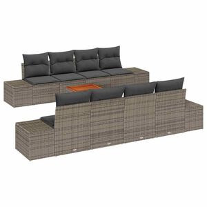 vidaXL Tuinbankenset met opslag 9 pcs Grijs poly rattan