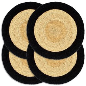 vidaXL Placemats 4 st 38 cm jute en katoen natuurlijk en zwart