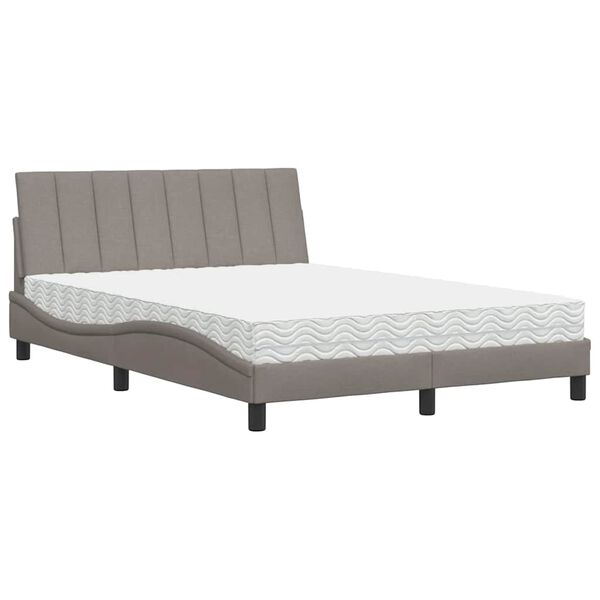 vidaXL Bed met matras "Hanko" stof taupe 120x200 cm