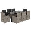 vidaXL 9-delige Tuinset met kussens poly rattan lichtgrijs