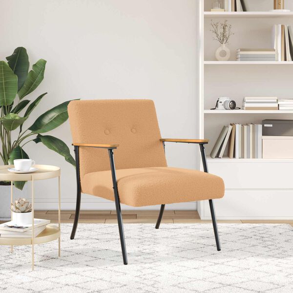 vidaXL Fauteuil Beige 59 x 75 x 78 cm Krullend Wol-achtig Stof
