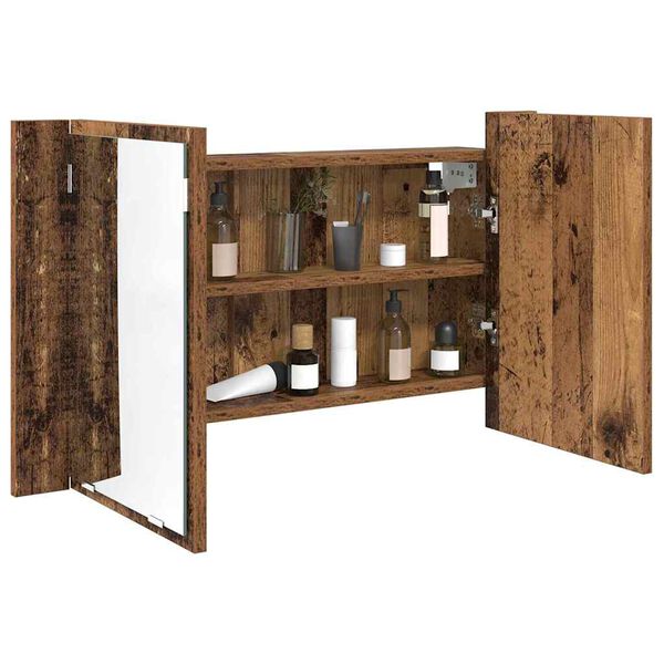 vidaXL Badkamer spiegelkast Oud Hout 80 x 12 x 45 cm Bewerkt hout