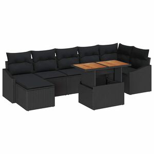 vidaXL Tuin Sofa Set met opslag 8 pcs Zwart Poly riet