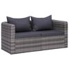 vidaXL 8-delige Loungeset met kussens poly rattan grijs