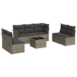 vidaXL 8-delige Loungeset met kussens poly rattan grijs