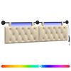 vidaXL Hangend hoofdbord Met LED-verlichting Cr&egrave;mekleurig Stof