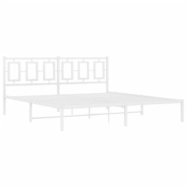vidaXL Bedframe met hoofdbord metaal wit 183x213 cm