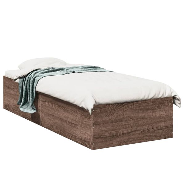 vidaXL Bedframe zonder matras bewerkt hout bruin eikenkleur 75x190 cm