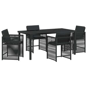 vidaXL Tuin eettafelset 5 pcs Zwart poly rattan