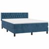 vidaXL Boxspring met matras fluweel donkerblauw 140x200 cm