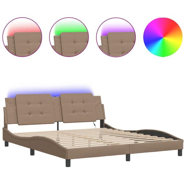 vidaXL Bedframe met LED zonder matras "Zadar" cappuccino 180x200 cm