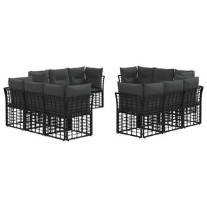 vidaXL Buiten bankenset Zwart Polyester
