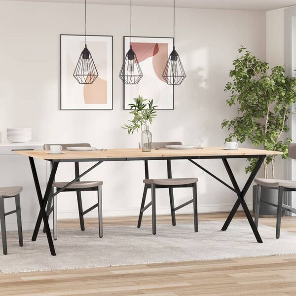 vidaXL Eettafel X-frame 200x100x75 cm massief grenenhout en staal