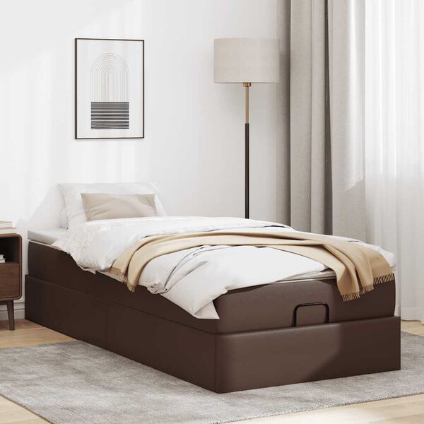 vidaXL Ottoman bed met matras 90x200cm kunstleer bruin