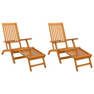 vidaXL Terrasstoelen 2 st met voetensteun massief acaciahout