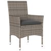 vidaXL 3-delige Tuinset met kussens poly rattan en glas grijs