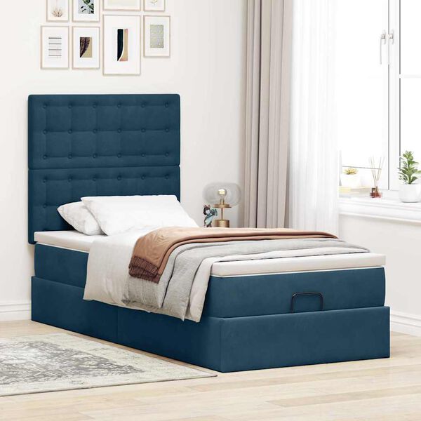 vidaXL Ottoman bed met matrassen en LED's 100x200cm fluweel