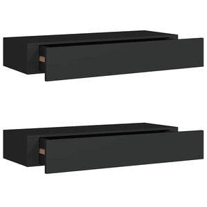 vidaXL Wandschappen 2 st met lade 60x23,5x10 cm MDF zwart